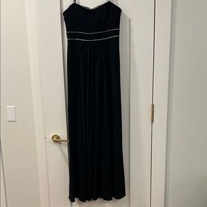 knee length dresses for ladies Hazel Black Lace Strapless Maxi Dress